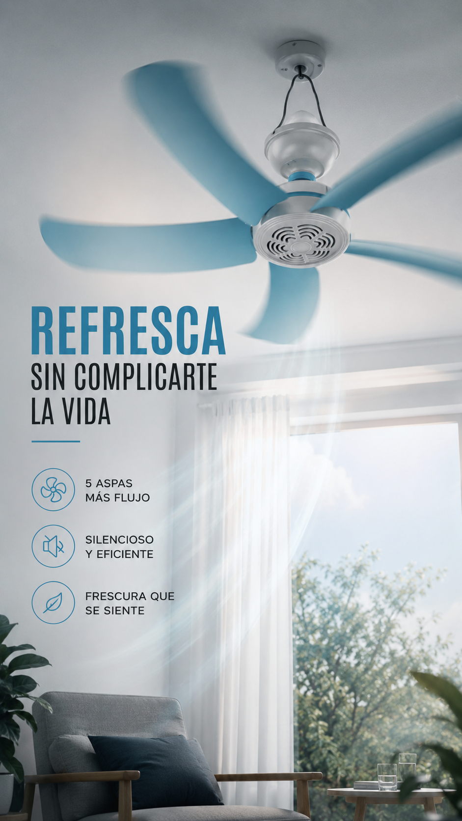 VENTILADOR COLGANTE 5 ASPAS